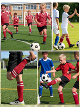 Load image into Gallery viewer, Gnodio Kids Soccer Shin Guards and Socks Youth Soccer Shin Pads Protective Defender Gear for 3-12 Years Old Toddler Children Teen Boys Girls Red L
