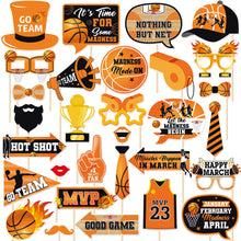 Load image into Gallery viewer, Let The Madness Begin Basketball Photo Props College Basketball Party Photo Booth Props Kit Basketball Themed Party Photography Decoration Supplies 30 Pieces
