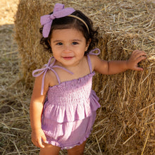 Load image into Gallery viewer, ZOELNIC Baby Girl Romper Ruffle Newborn Girl Bodysuit Jumpsuit Baby Girl Clothes Outfit (6-12 Months, Purple)
