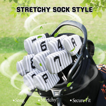 Load image into Gallery viewer, PGM 10 Pcs Golf Head Covers for Iron Club Set with Marked, Stretchy Durable Soft Thickened Sock Style Headcover for Multiple Iron Sizes Khaki
