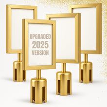 Load image into Gallery viewer, 4PCS Gold 8.5x11 Stanchion Sign Holder – Vertical Poster Display Frames for Floor Standing Holder Stand Business Store Sign Holders Pedestal Advertising Stand for Indoor Outdoor Use
