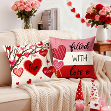 Load image into Gallery viewer, YOSICHY Valentines Decorations-Valentine Pillow Covers 18x18 Set of 4, Pink Red Hearts Be My Valentine Throw Outdoor Pillow Covers Anniversary Wedding Cushion Case for Home Sofa Couch Décor
