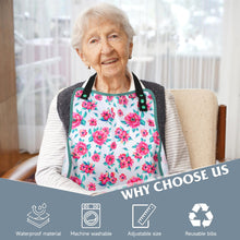 Load image into Gallery viewer, Barklincharm 3 Pack Adult Bibs for Women, Washable Clothing Protector with Upgraded Crumb Catcher, Reusable Large Feeding Bib for Women Elderly Seniors,Flower
