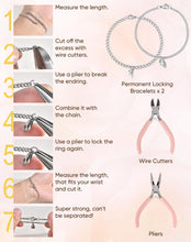 Load image into Gallery viewer, Permanent Couples Matching Bracelets Kit - DIY Bracelet Set Cuban Adjustable Link Bracelets Gifts for Boyfriend, Valentines Day Gifts for Him Her Matching Bracelets Unique Jewelry Gift for Anniversary Birthday
