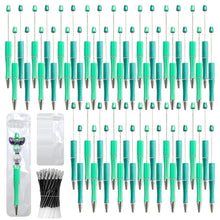 Load image into Gallery viewer, DASTTUIS 150 Pieces DIY Beadable Pen Kit – 50 Plastic Ballpoint Pens with Refills &amp; Bags – School Supplies, Office Accessories &amp; Decorative Items for Students &amp; Teachers (Cyan)

