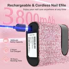 Load image into Gallery viewer, Professional Nail Drill Machine, Lavinda 35000RPM Electric Nail File for Acrylic Gel Nails, Cordless Portable Nail Drill Kit with Coreless Motor, Manicure Pedicure Shape Tools (Diamond, Pink)
