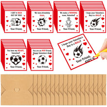Load image into Gallery viewer, Chivertion 48 Pack Soccer Valentines Cards for Classroom Kids 6 Styles Exchange Greeting Cards with Envelopes Sports Mini Soccer Gifts for School Funny Exchange Gift for Valentine's Day
