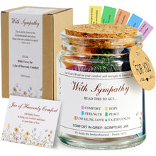 Load image into Gallery viewer, Elivida Sympathy Gift Bible Verses Jar for Daily Rememberance – Christian Grief Gift for Women, Memorial Decorative Jar with 100 Bible Verses for Loss of Loved Ones, Religious Bereavement Present
