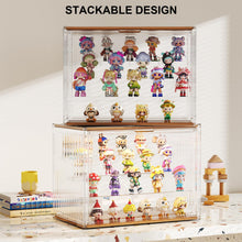Load image into Gallery viewer, YOAEAILY 2026 New Acrylic Display Case for Collectibles with Lights , Upgraded Acrylic and Wooden 4 Tiers Figures Display Box with Magnetic Door, 14.2"x 10.65"x 8.6" Showcase Storage Box
