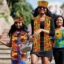 Load image into Gallery viewer, Shyyween 4 Pcs African Kente Kufi Stole and Hat, African Print Scarf Sash with Men Hat Dashiki Cloth Kente Clothing Accessory Turban for Black History Month Celebration Kwanzaa Graduation Choir
