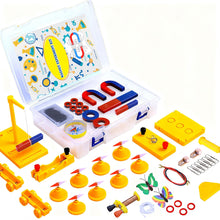 Load image into Gallery viewer, STEM Magnet Experiment Kit: Physics Electromagnetism Tools (Bar/Ring/Horseshoe Magnets, Compass, Electromagnet) - Fun Educational Birthday Gift for Students
