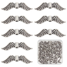 Load image into Gallery viewer, SUNNYCLUE 1Box 100Pcs Christmas Charms Alloy Angel Wings Beads Bulk Tibetan Style Wing Beads for Jewelry Making Charms Fairy Angel Wing Spacer Loose Beads Bracelets Earrings Supplies Antique Silver
