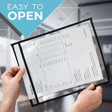 Load image into Gallery viewer, 50 Pack Job Ticket Holders, Plastic Sleeves for Paper 8.5x11 inch, Clear Dry Erase Pocket Sleeves for Work Orders, Shop Ticket Holders and Document Protection
