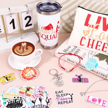 Load image into Gallery viewer, Beupy 6 Pcs Cheerleader Gifts Set 20 oz Cheer Tumbler Makeup Bag Cheerleading Bracelet Cheerleading Keychain Necklace Stickers Cheer Accessories Cheerleaders Stuff Cheerleader Gifts for Girls (Red)
