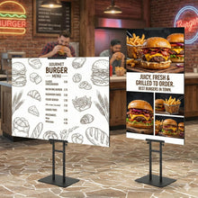 Load image into Gallery viewer, TZDTMEOS Poster Stand, Adjustable Height Up to 75", Double-Sided Heavy Duty Pedestal Sign Holder, Floor Standing Sign Holder Banner Stand with Shock-absorbing Base for Display, for Board and Foam, Black
