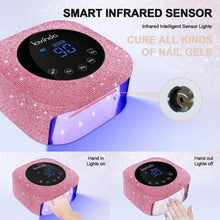 Load image into Gallery viewer, UV Nail Lamp 54W, Cordless Gel UV Led Nail Lamp for Gel Nail Polish, Rechargeable UV Nail Light Nail Dryer with 4 Timer and LCD Display, Professional Fast Curing Lamp Nail Art Tools with Rhinestone
