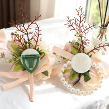 Load image into Gallery viewer, Embewhis Wedding Corsage and Boutonniere Set, Artificial Wrist Corsage and Groom Boutonniere for Prom, Wedding Party, Dance, or Ceremony, for Men and Women

