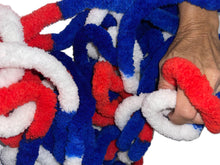 Load image into Gallery viewer, LOOP-A-LOT Chunky Chenille Red White Blue Yarn for Crocheting and Handknitting ~ Big Bulky Fluffy Soft Chunky Beginners Blanket Jumbo Wide Thick Yarn DIY Crafts Home Decor Costumes Each Skein 28 yards
