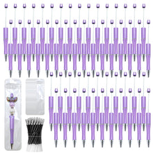 Load image into Gallery viewer, DASTTUIS 150 Pieces DIY Beadable Pen Kit – 50 Plastic Ballpoint Pens with Refills &amp; Bags – School Supplies, Office Accessories &amp; Decorative Items for Students &amp; Teachers (Purple)
