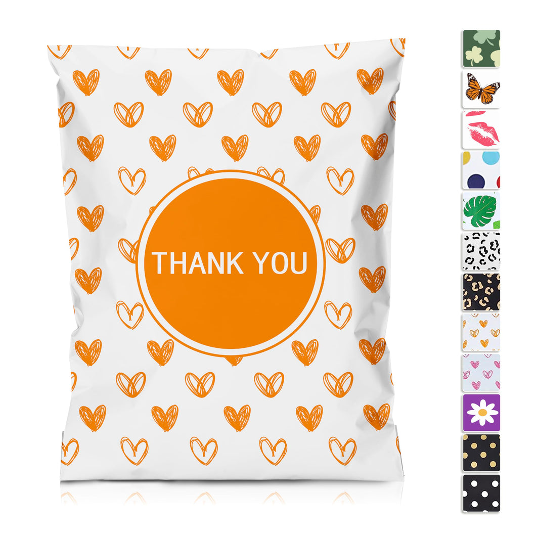 JinRuiKJ Yellow Heart Printed Poly Mailer 10x13 100 Pack - Shipping Bags for Clothing, Strong Thick and Self Adhesive Mailing Bags - Cute Packaging Bags for Small Business