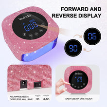 Load image into Gallery viewer, UV Nail Lamp 54W, Cordless Gel UV Led Nail Lamp for Gel Nail Polish, Rechargeable UV Nail Light Nail Dryer with 4 Timer and LCD Display, Professional Fast Curing Lamp Nail Art Tools with Rhinestone
