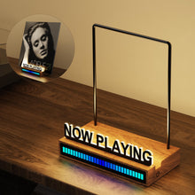 Load image into Gallery viewer, KORRTFID Now Playing Vinyl Record Stand, Light Up Vinyl Record Display Stand with RGB Sound Control Pickup Rhythm Lights Bar, Warm White Light with Fingerprint-Proof Acrylic Letters
