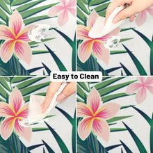 Load image into Gallery viewer, AUUXVA Round Tablecloth 60 Inch Palm Leaf Flower Washable Table Cover with Lace Trim, Kitchen Circle Tables Cloth for Party Dining Table Top Wedding Home Decor(Tropical Flowers)
