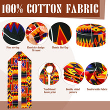 Load image into Gallery viewer, Shyyween 4 Pcs African Kente Kufi Stole and Hat, African Print Scarf Sash with Men Hat Dashiki Cloth Kente Clothing Accessory Turban for Black History Month Celebration Kwanzaa Graduation Choir
