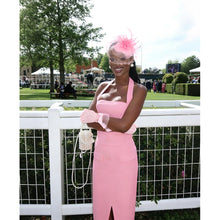 Load image into Gallery viewer, Pink Fascinators Hats Women Mesh Veil Headband and Gloves Set Short Lace Polka Dot Mesh Hair Accessories
