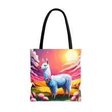 Load image into Gallery viewer, Llama Setting Sun #4 Tote Bag AI Artwork 100% Polyester
