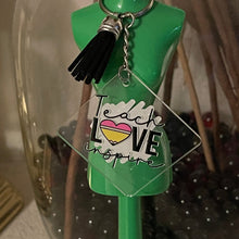 Load image into Gallery viewer, Teach Love Inspire Inspirational Teacher Acrylic Keychains Black Tassel 1.96"
