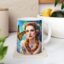 Load image into Gallery viewer, April Diamond Birth Month Colors Fairies &amp; Butterflies #1 Mug 11oz mug AI-Generated Artwork
