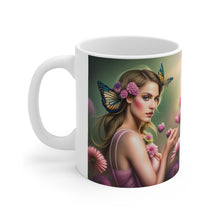 Load image into Gallery viewer, October Tourmaline Birth Month Colors Fairies &amp; Butterflies #2 Mug 11oz mug AI-Generated Artwork
