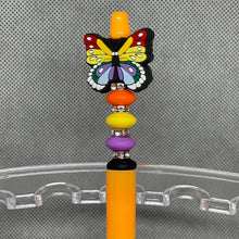 Load image into Gallery viewer, Butterfly Orange Flower - Shades of Orange Beaded Pen Handmade
