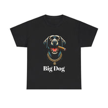 Load image into Gallery viewer, Big Dog Black Labrador Shirt, The Dog Life Black Labrador Cigar Gold Chain Crewneck T-Shirt
