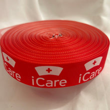 Load image into Gallery viewer, Red Nursing I Care  7/8&quot; Ribbon 3 yards
