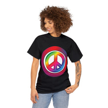 Load image into Gallery viewer, Rainbow Peace Symbol Sign Multicolors Unisex Heavy 100% Cotton T-Shirt
