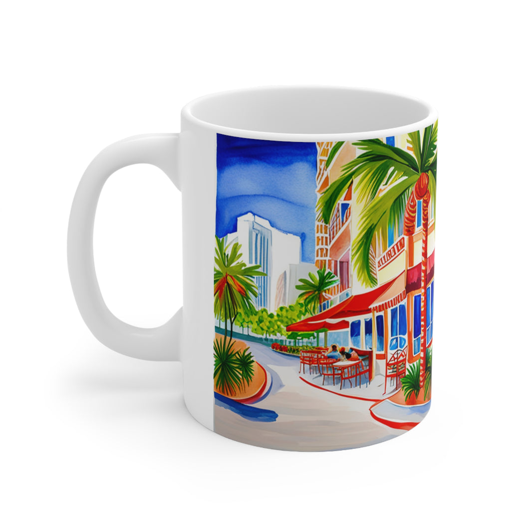 At the Cafe Miami Beach #30 Mug 11oz mug AI-Generated Artwork