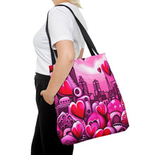 Load image into Gallery viewer, City of Love the Pink Heart Series #17 Tote Bag AI Artwork 100% Polyester
