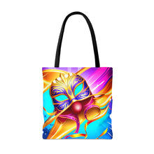 Load image into Gallery viewer, Mardi Gras Ribbon Mask #4 Tote Bag AI Artwork 100% Polyester
