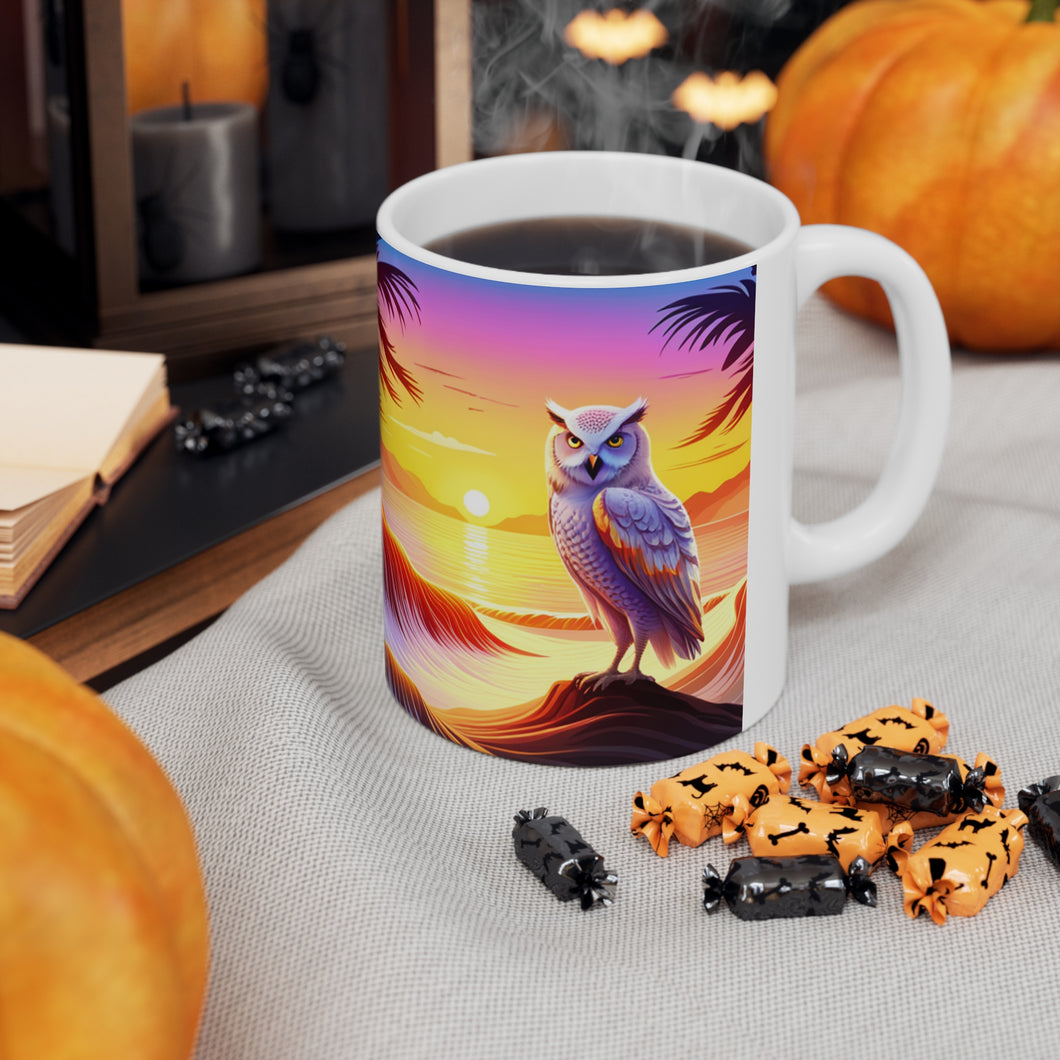 Beautiful Owl Standing in a Sea of Colors #1 Mug 11oz mug AI-Generated Artwork