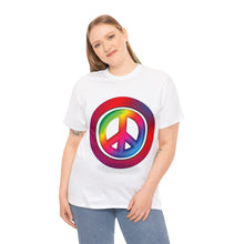 Load image into Gallery viewer, Rainbow Peace Symbol Sign Multicolors Unisex Heavy 100% Cotton T-Shirt
