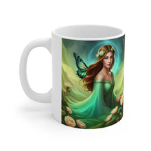 Load image into Gallery viewer, May Emerald Birth Month Colors Fairies &amp; Butterflies #2 Mug 11oz mug AI-Generated Artwork
