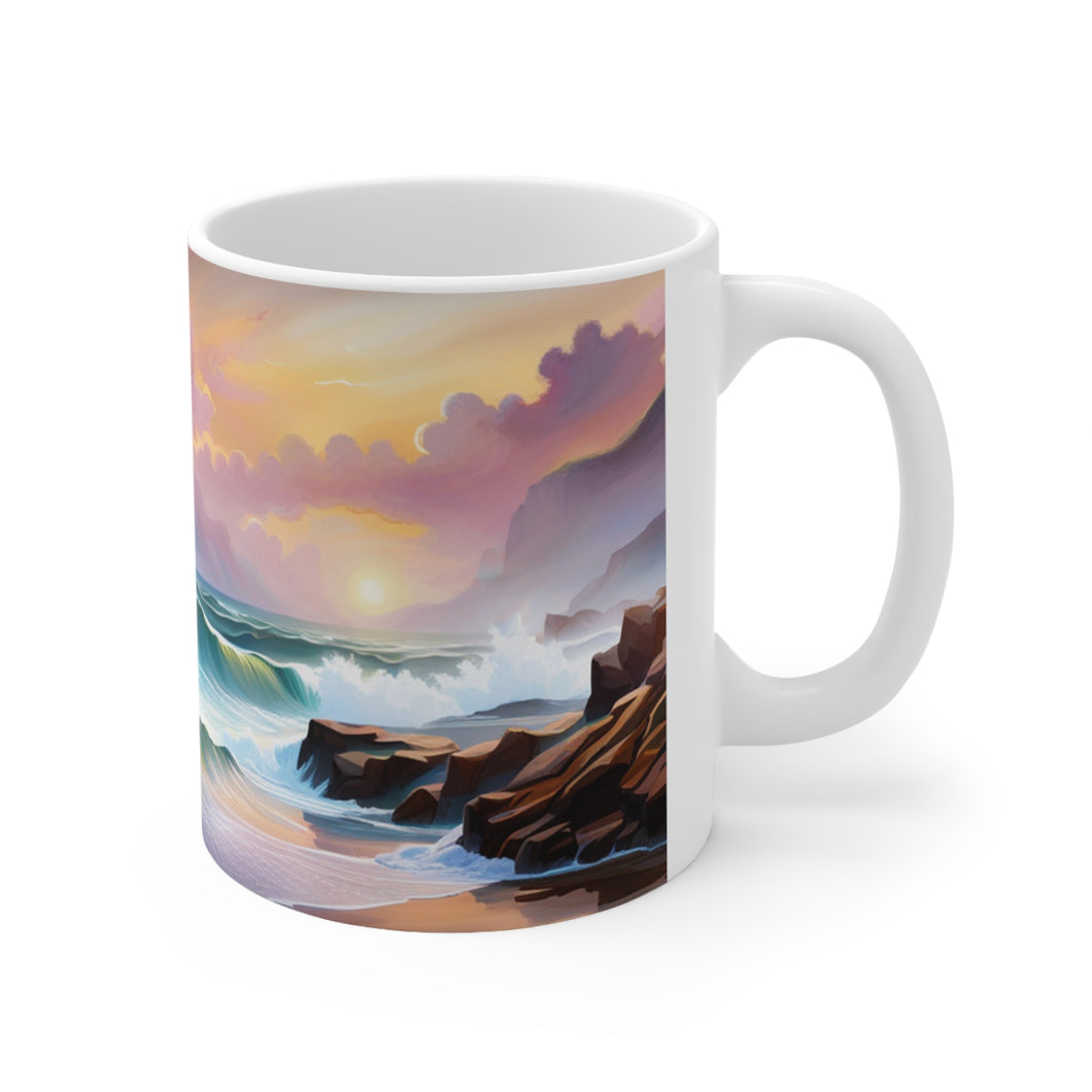 Pastel Sea-life Sunset #22 Ceramic Mug 11oz mug AI-Generated Artwork