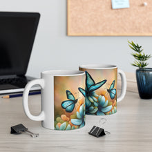 Load image into Gallery viewer, March Aquamarine Birth Month Colors Fairies &amp; Butterflies #2 Mug 11oz mug AI-Generated Artwork
