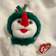 Load image into Gallery viewer, Ty 2000 Beanie Baby Snowgirl Carrot Nose Green Hat
