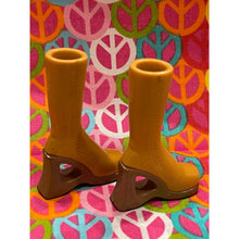 Load image into Gallery viewer, Bratz Footwear Knee High Tan Open Wedge Brown Bottom Platform
