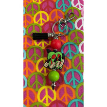 Load image into Gallery viewer, Green skull keychain with black Custom Handmade Bead Bar About 3" Long
