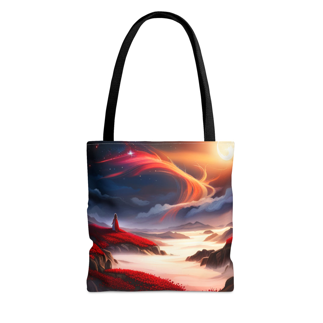 Waves Red Skies Series #2 Tote Bag AI Artwork 100% Polyester