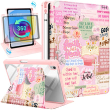 Load image into Gallery viewer, Uppuppy for iPad A16 Case for iPad 10th Generation Case 10.9 inch - 360 Degree Rotating Stand Folio Smart Cover with Pencil Holder for Women Girl, Christian Words for Apple Tablet 10th 2022/11th 2025
